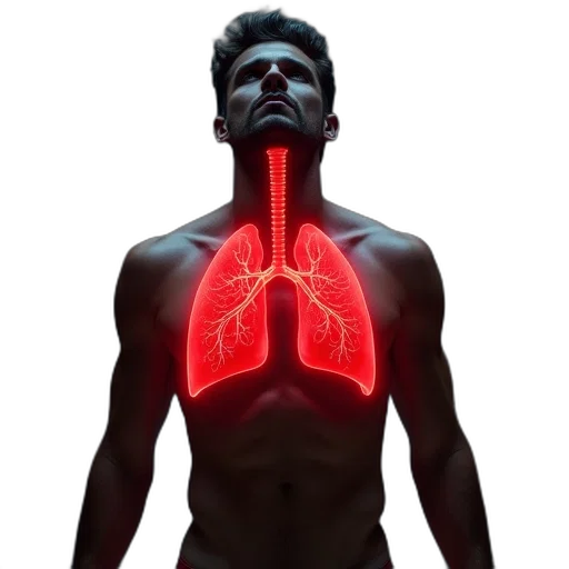 man, body, respiratory, highlighted transparent PNG cut-out