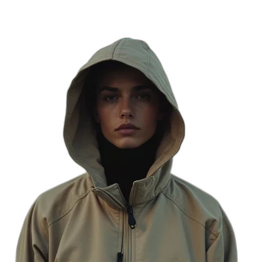 jacket, face, staff, umbrella transparent PNG cut-out