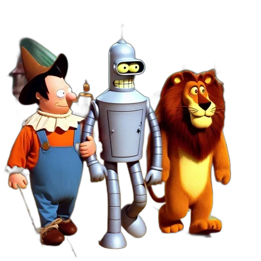 robot, staff, crown, 3d render transparent PNG cut-out