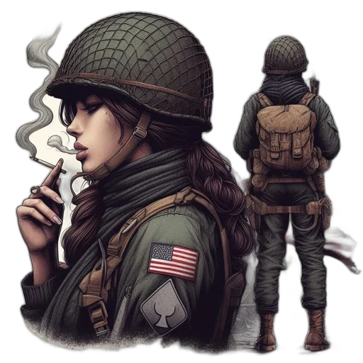 jacket, weapon, hat, staff transparent PNG cut-out