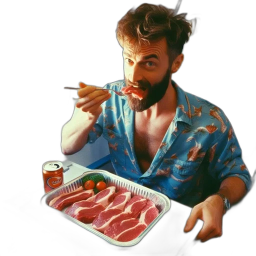 food, animal, vaporwave, photorealistic transparent PNG cut-out