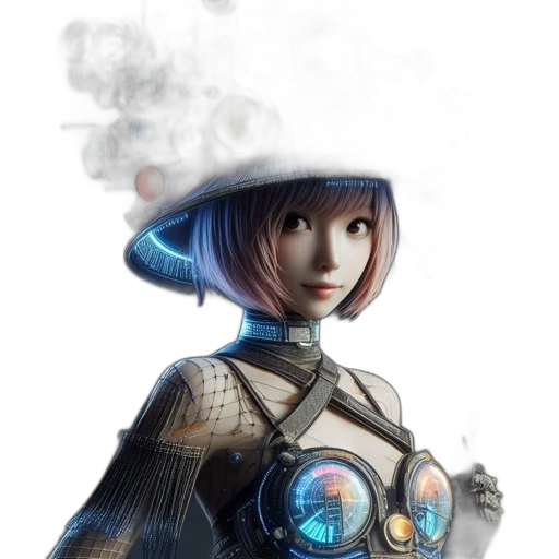 robot, staff, hat, concept art transparent PNG cut-out
