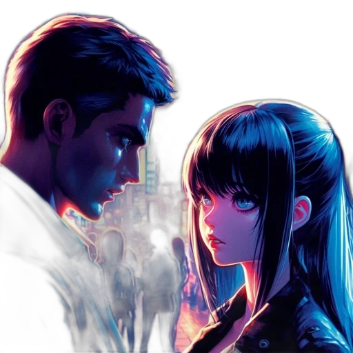 anime, comic book art, concept art, cyberpunk transparent PNG cut-out