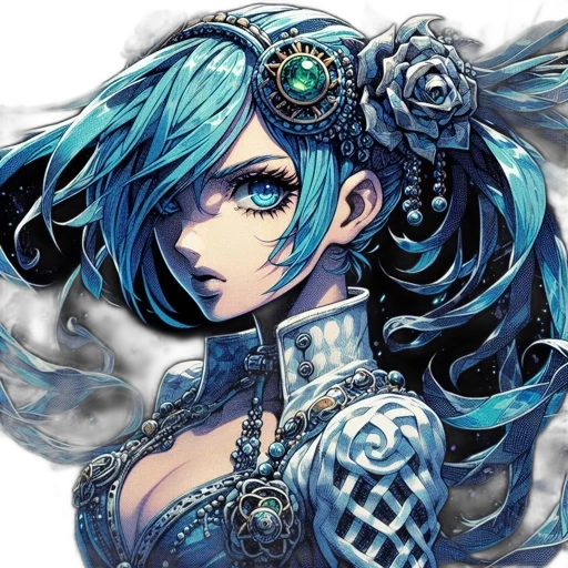 dress, face, jewelry, staff transparent PNG cut-out