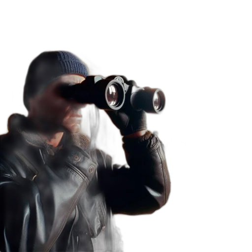 jacket, weapon, face, staff transparent PNG cut-out