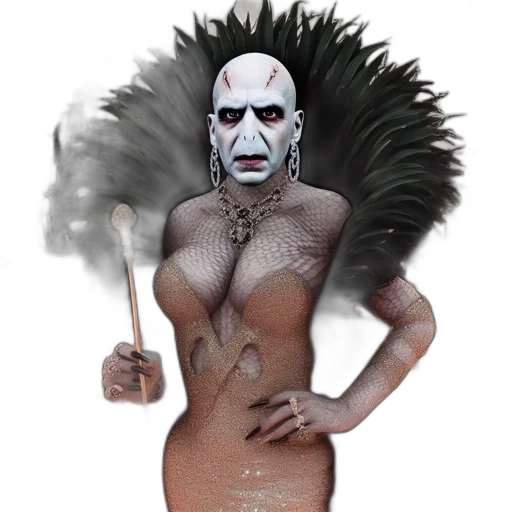 creature, mask, staff, dress transparent PNG cut-out
