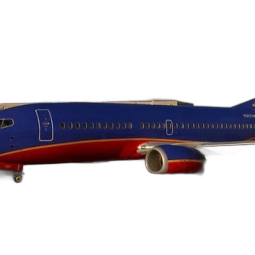 3d render, southwest, airlines, plane transparent PNG cut-out