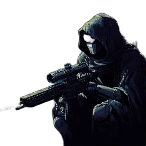 weapon, mask, jacket, staff transparent PNG cut-out