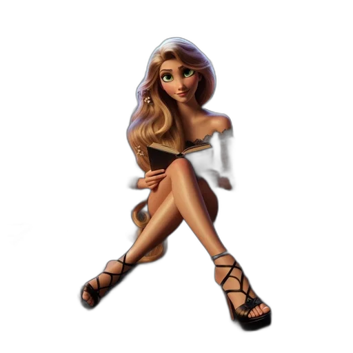 dress, hair, 3d render, cartoon transparent PNG cut-out