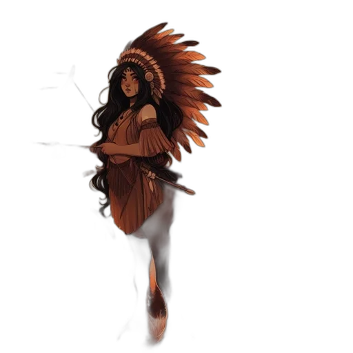 hair, creature, dress, staff transparent PNG cut-out