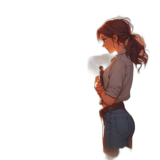 dress, jacket, staff, weapon transparent PNG cut-out