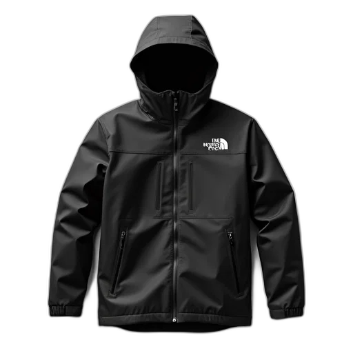 jacket, black, hood, displayed transparent PNG cut-out
