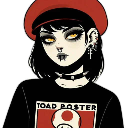 dress, face, hat, comic book art transparent PNG cut-out