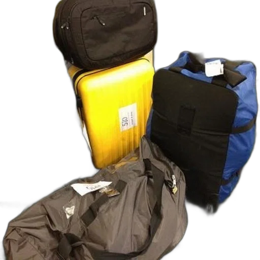 jacket, pile, luggage, tags transparent PNG cut-out