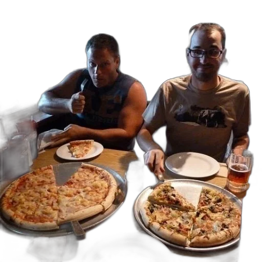 food, two, men, sit transparent PNG cut-out