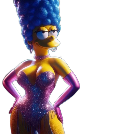 dress, hair, robot, 3d render transparent PNG cut-out
