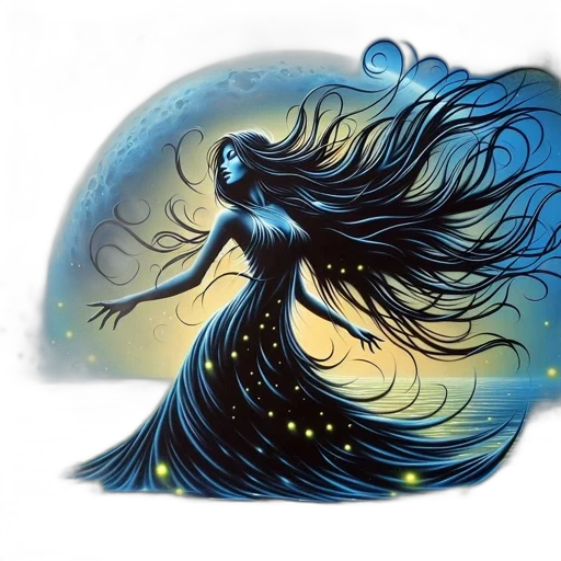 hair, dress, creature, fantasy art transparent PNG cut-out