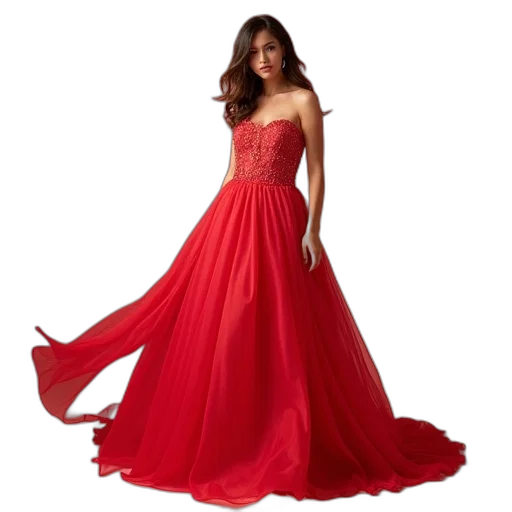 dress, red, prom, gown transparent PNG cut-out