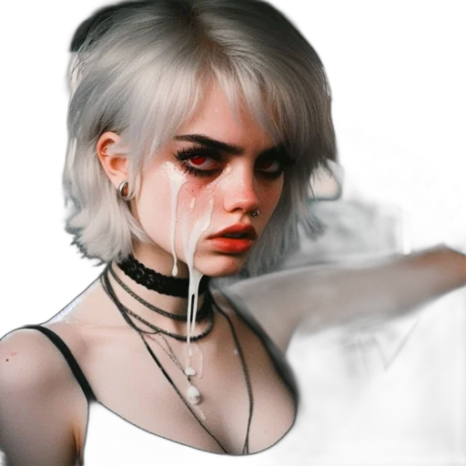 face, jacket, jewelry, hair transparent PNG cut-out