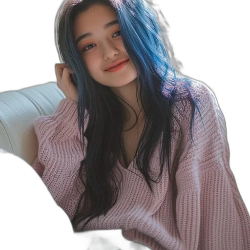 hair, dress, face, jacket transparent PNG cut-out