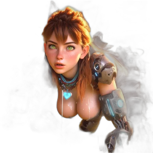 robot, face, weapon, fantasy art transparent PNG cut-out
