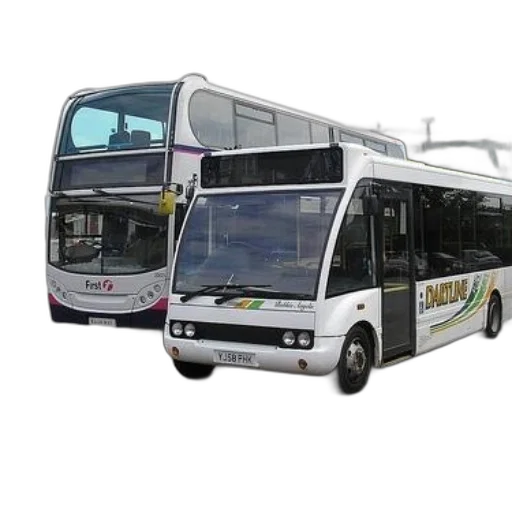 3d render, photorealistic, two, buses transparent PNG cut-out