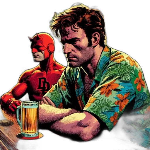 comic book art, concept art, red, two transparent PNG cut-out