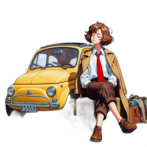 car, jacket, concept art, watercolor transparent PNG cut-out