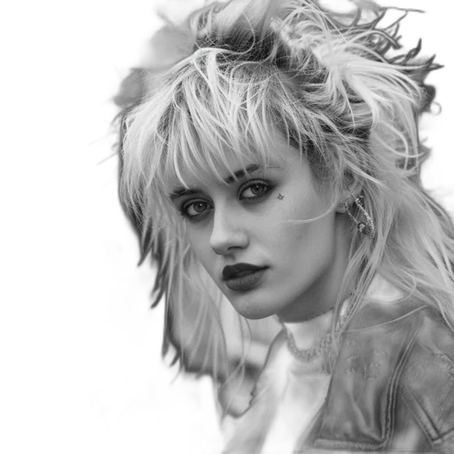 jacket, hair, photorealistic, pencil sketch transparent PNG cut-out