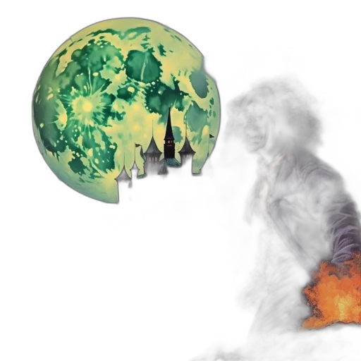 concept art, outer space, fire, menacing transparent PNG cut-out
