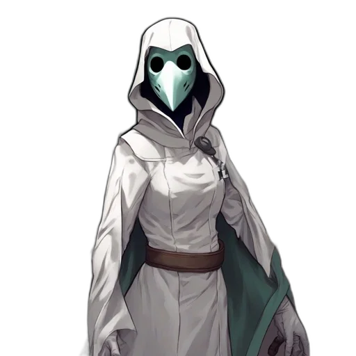 mask, jacket, staff, creature transparent PNG cut-out