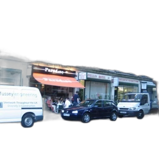 car, staff, building, 3d render transparent PNG cut-out