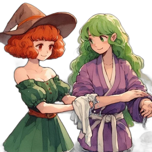 dress, staff, concept art, watercolor transparent PNG cut-out