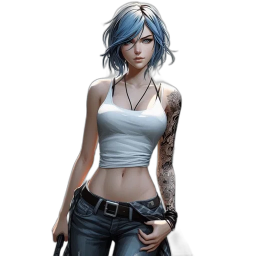 concept art, fantasy art, comic book art, cyberpunk transparent PNG cut-out
