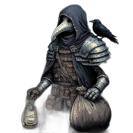 mask, creature, staff, jacket transparent PNG cut-out