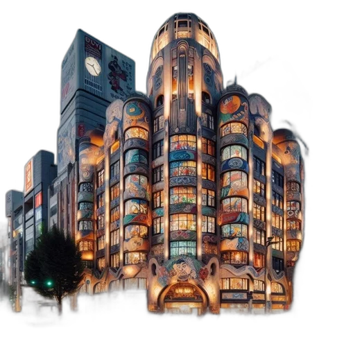 building, concept art, 3d render, photorealistic transparent PNG cut-out