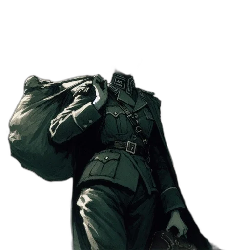 jacket, staff, mask, weapon transparent PNG cut-out