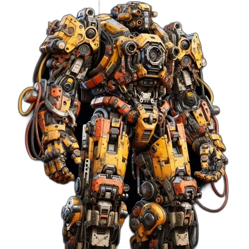 robot, weapon, concept art, 3d render transparent PNG cut-out