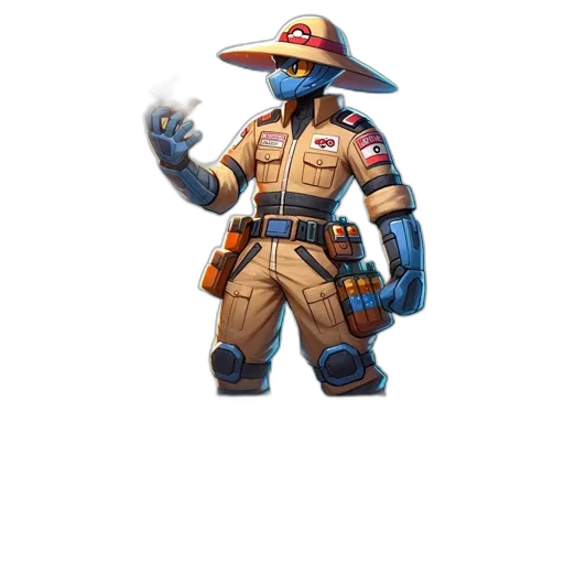 jacket, staff, hat, mask transparent PNG cut-out