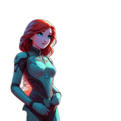 dress, robot, comic book art, concept art transparent PNG cut-out