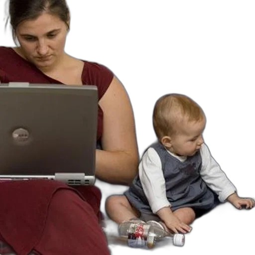 woman, baby, sit, couch transparent PNG cut-out
