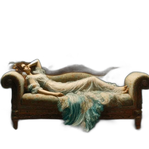 furniture, hair, creature, dress transparent PNG cut-out