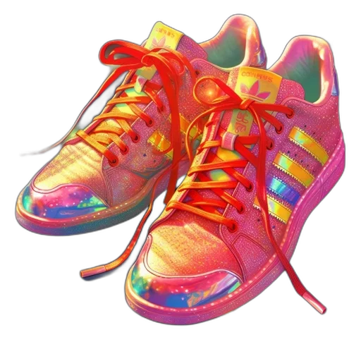 shoes, vaporwave, photorealistic, watercolor transparent PNG cut-out