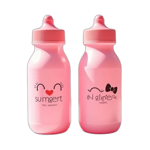 bottle, 3d render, two, identical transparent PNG cut-out