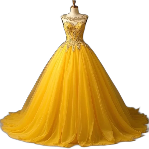 dress, crown, 3d render, golden transparent PNG cut-out