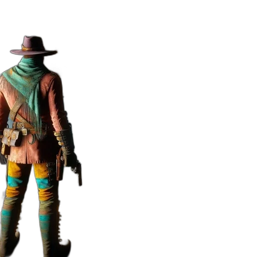 jacket, hat, weapon, staff transparent PNG cut-out