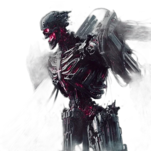 robot, mask, creature, weapon transparent PNG cut-out