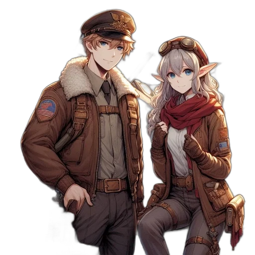 jacket, staff, weapon, hat transparent PNG cut-out