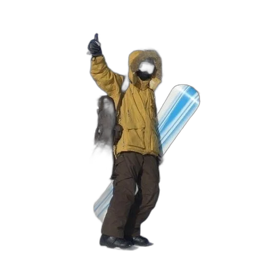 jacket, mask, staff, creature transparent PNG cut-out