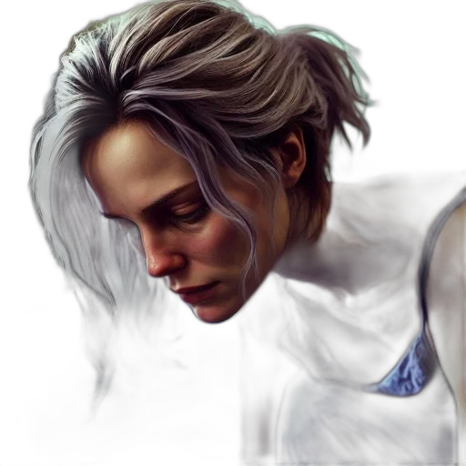 face, robot, hair, photorealistic transparent PNG cut-out